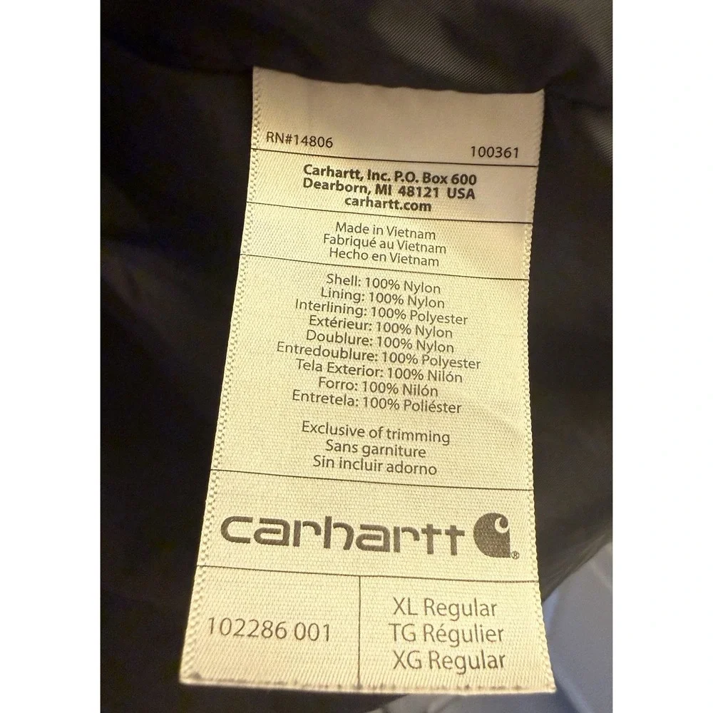 Carhartt Vest Mens XL Black Quilted Lightweight Insulated Puffer  A&W Root Beer